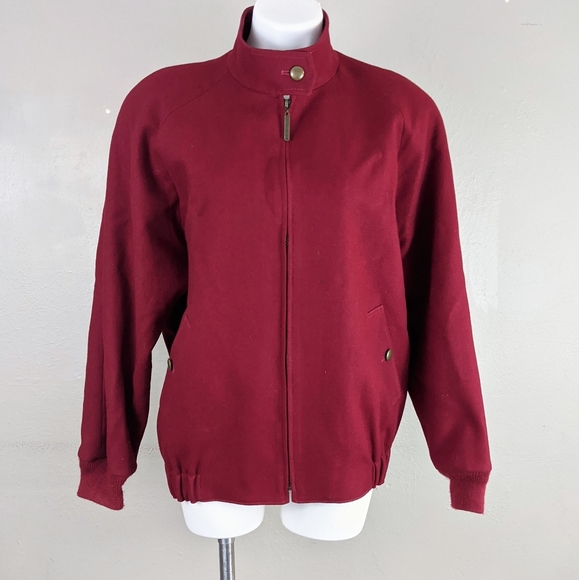 Pendleton Other - VTG Pendleton Red Full Zip Virgin Wool Bomber Coat